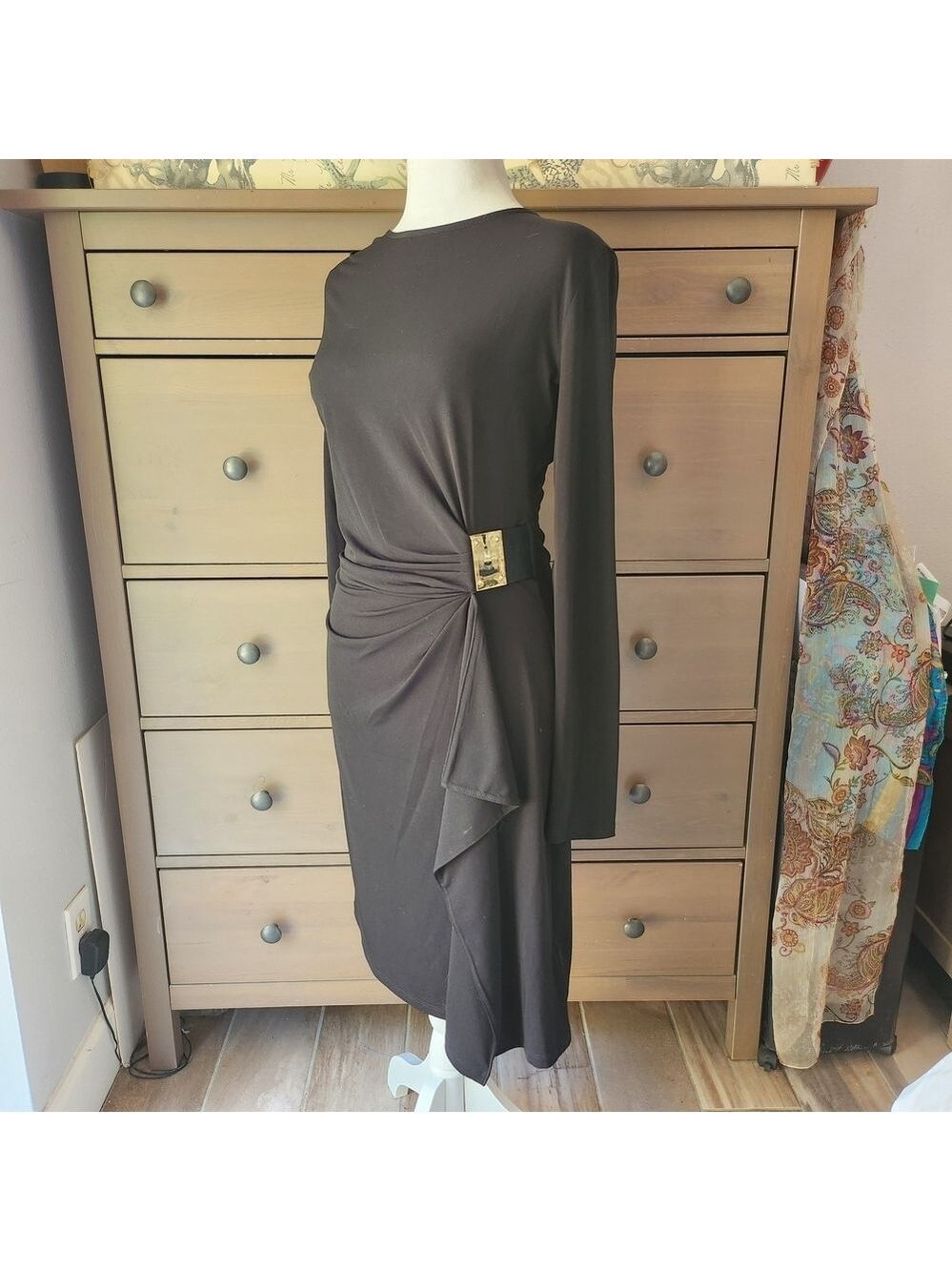 Michael Kors Black Dress with Gold Buckle